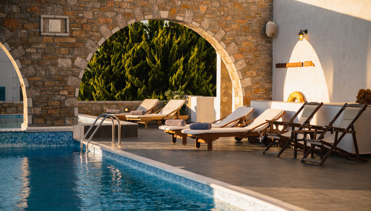 pool and sun beds